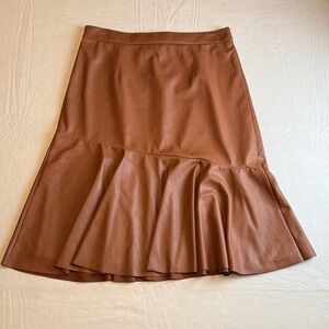 Rebecca Taylor Women's Asymmetrical Chestnut Tan Faux Leather Skirt Size 10